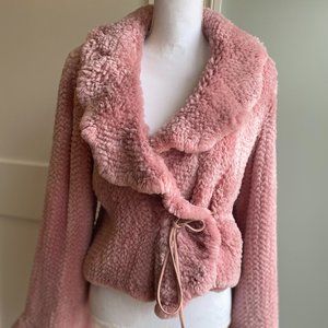 Stylish Mauve Rabbit Fur Jacket